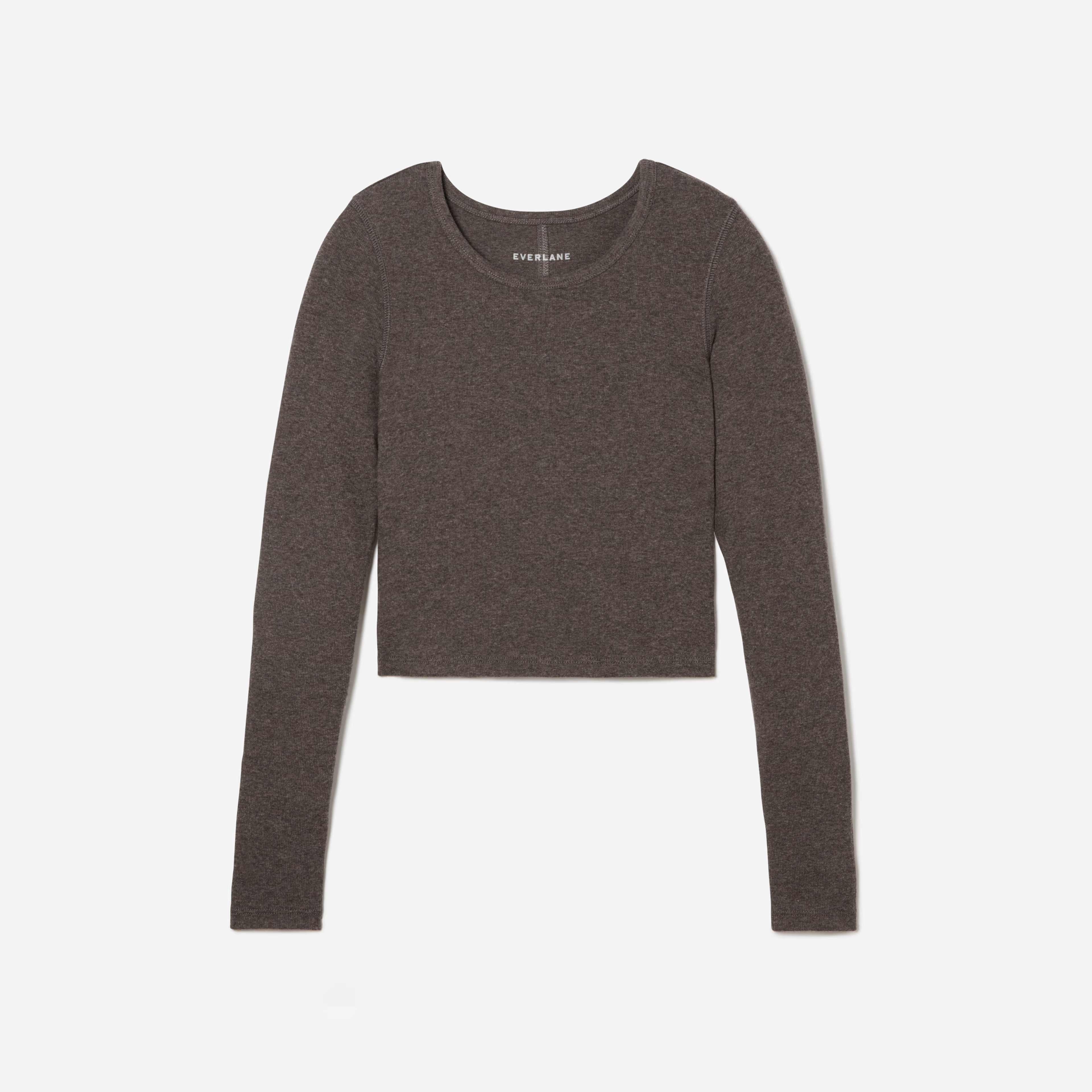 The Pima Micro-Rib Cropped Long-Sleeve Crew | Everlane