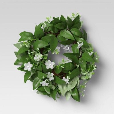 12" Artificial Flower Wreath White - Threshold™ | Target