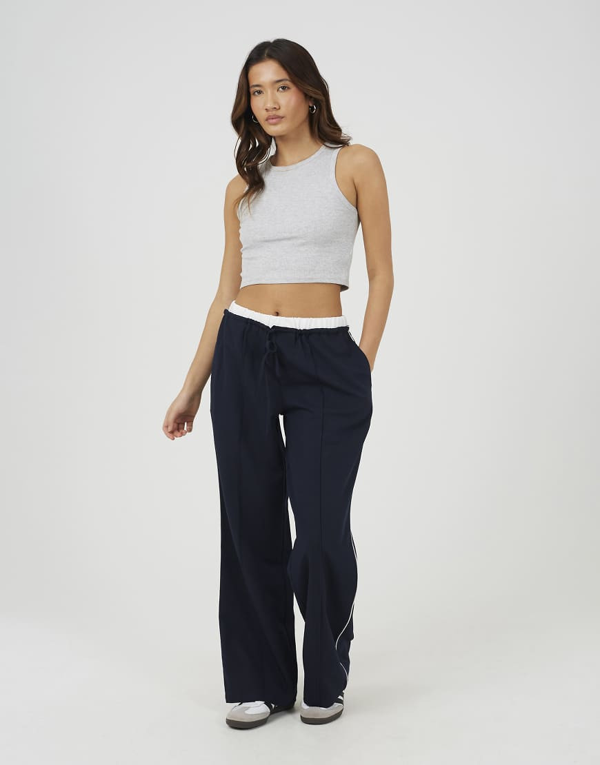 Brave Soul Contrast waistband tailored trousers in navy | ASOS (Global)