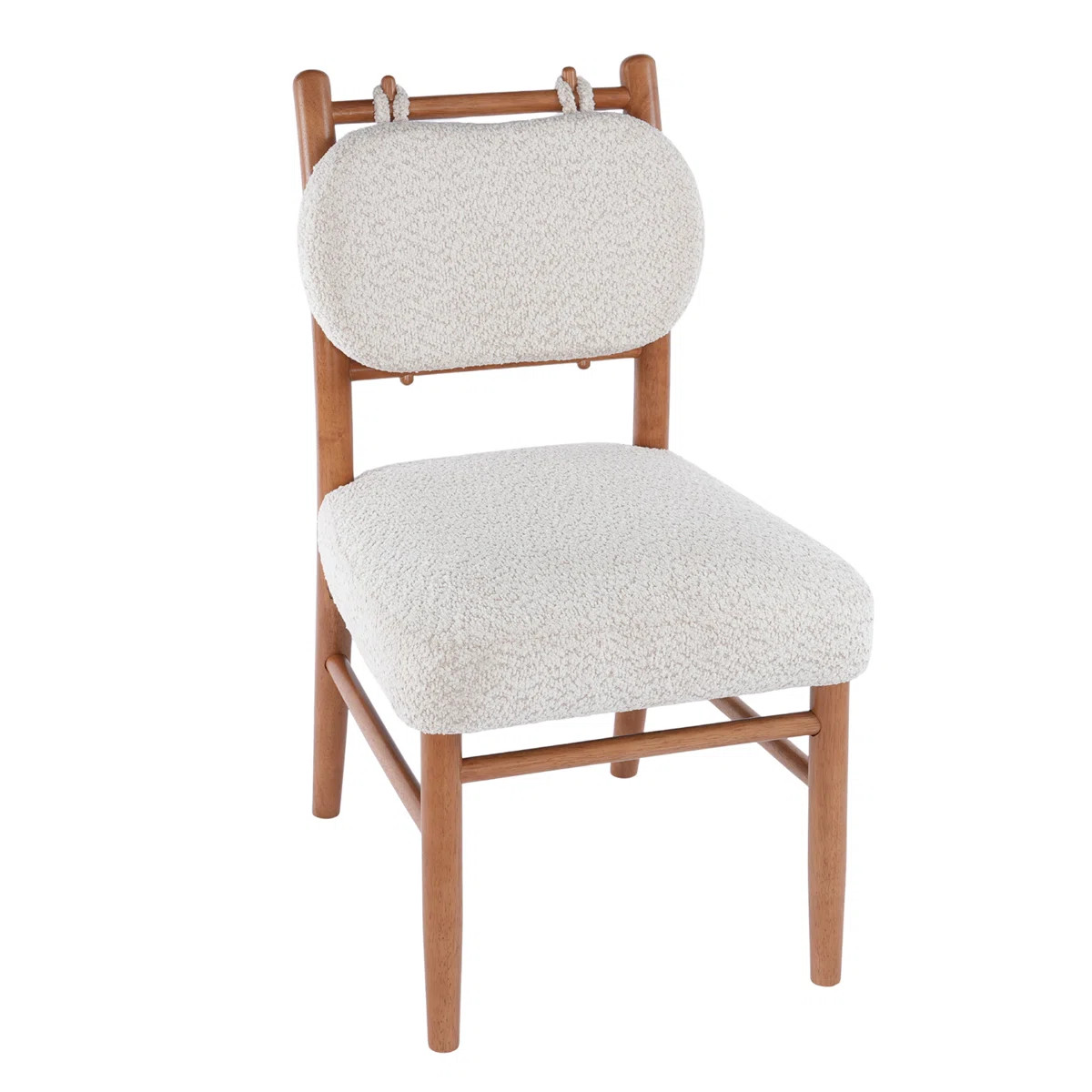 Mid-Century Vintage Solid Wood Dining Chair - Removable Sherpa Padded Backrest for Dining Room (S... | Wayfair North America