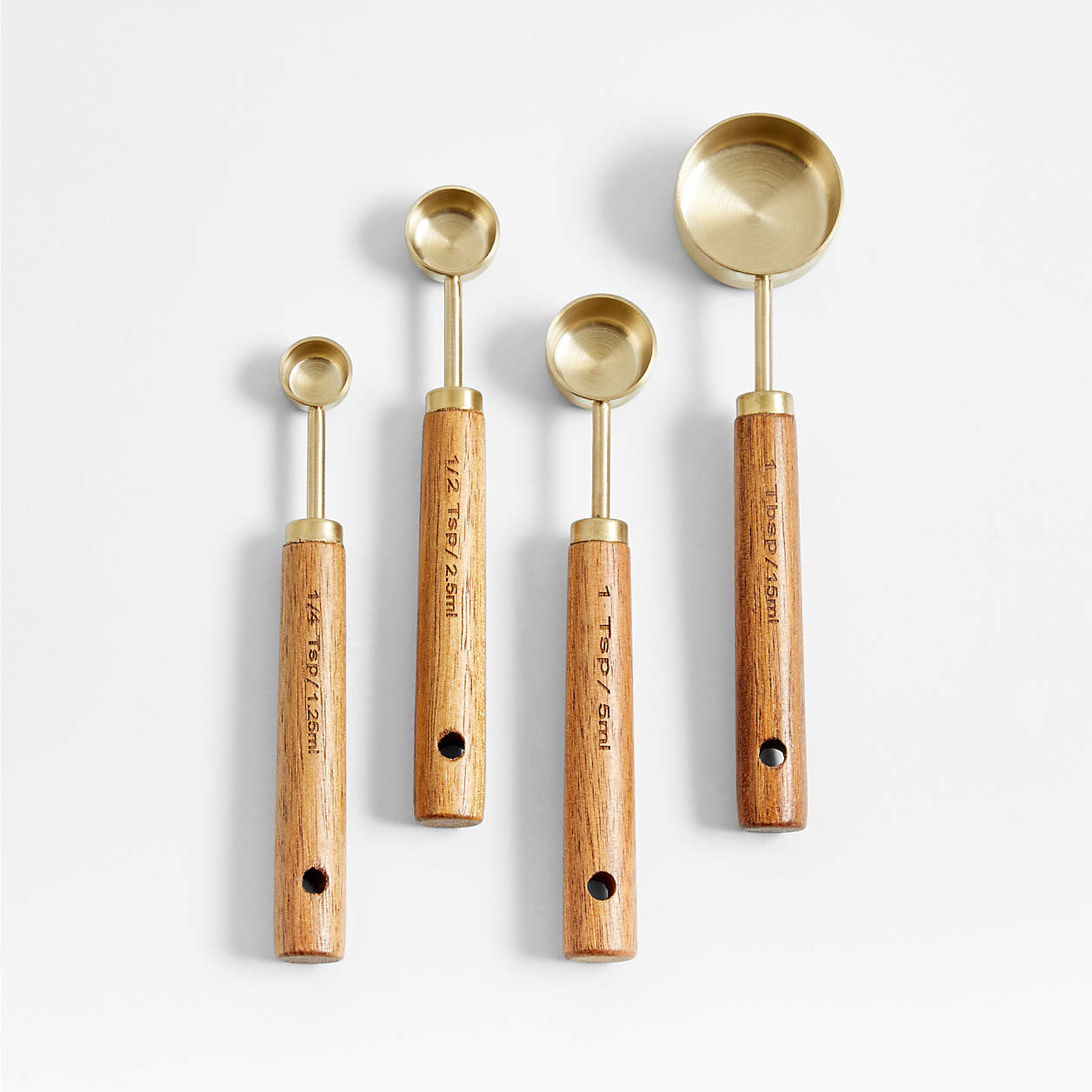 Acacia Wood and Gold Measuring Spoons, Set of 4 + Reviews | Crate & Barrel | Crate & Barrel