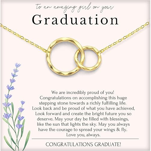 HOPE LOVE SHINE Graduation Jewelry for Her, 2 Interlocking Rings Necklace with Message Card, Gift... | Amazon (US)