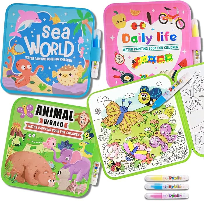 YECHISY Reusable Water Painting Books for Kids: 3 Pack Mess-Free Magic Water Coloring Books - Pai... | Amazon (US)
