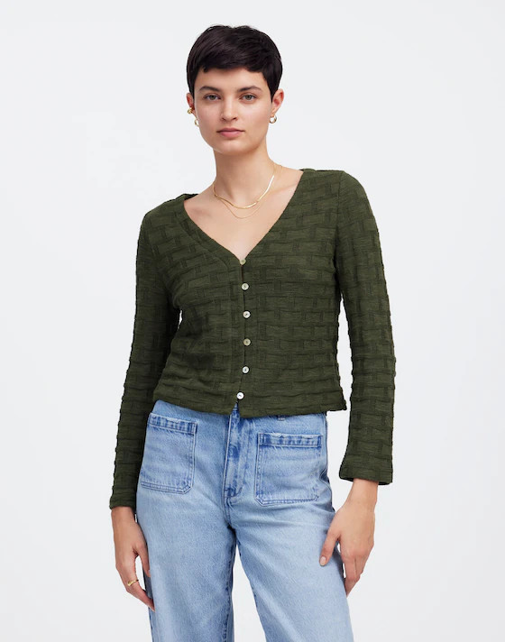 Basket-Weave Stitch Long-Sleeve Sweater Tee | Madewell