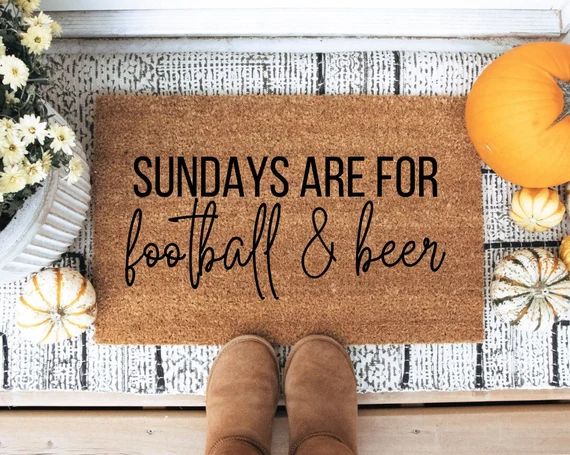 Sundays are for Football & Beer | Fall Doormat | Football Season | Football Decor | Sunday Footba... | Etsy (US)