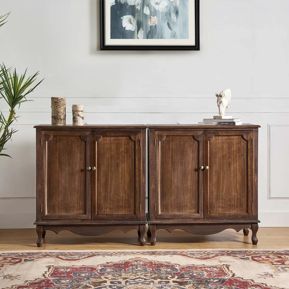 Arshawn Traditional 31''W Solid Wood 2 - Door Accent Cabinet with Simple Assembly (Set of 2) | Wayfair North America