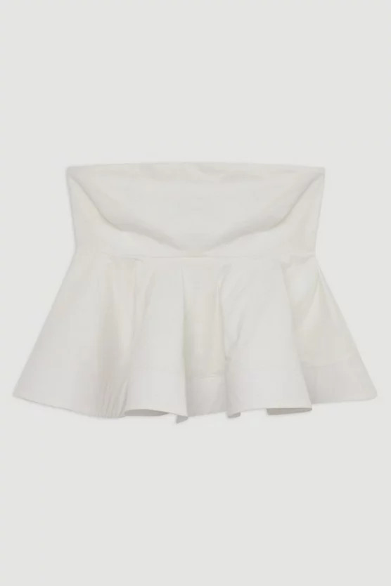 Ruffle Hem Ponte And Cotton Jersey Tube Top | Karen Millen US