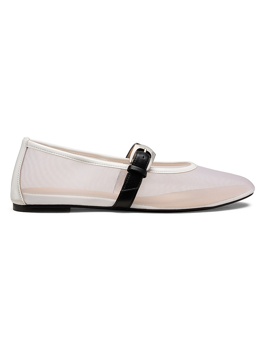 Women's Sai Bareitall Mesh-Leather Mary Janes - White And Black - Size 9.5 | Saks Fifth Avenue