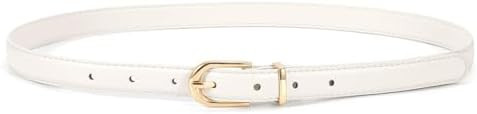 JASGOOD Womens Skinny Leather Belt Ladies Thin Faux Leather Belt with Gold/Silver Buckle for Jean... | Amazon (US)