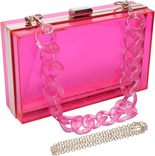  Womens Transparent Plastic Gold Handbag Clear Acrylic Purse  Mini Jelly Bag (Blue) : Clothing, Shoes & Jewelry