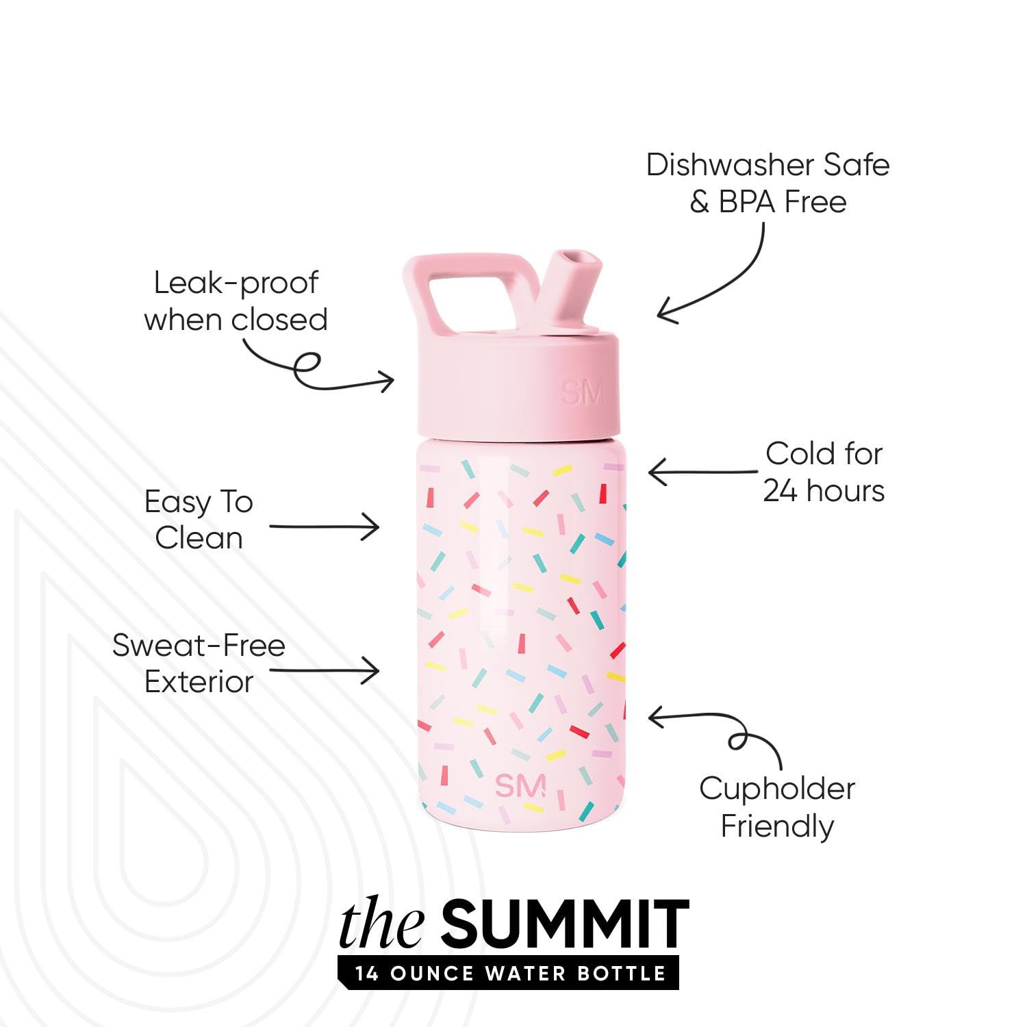 Simple Modern Kids Summit Water Bottle with Straw Lid | 14oz Stainless Steel Cup Insulated Tumble... | Amazon (US)