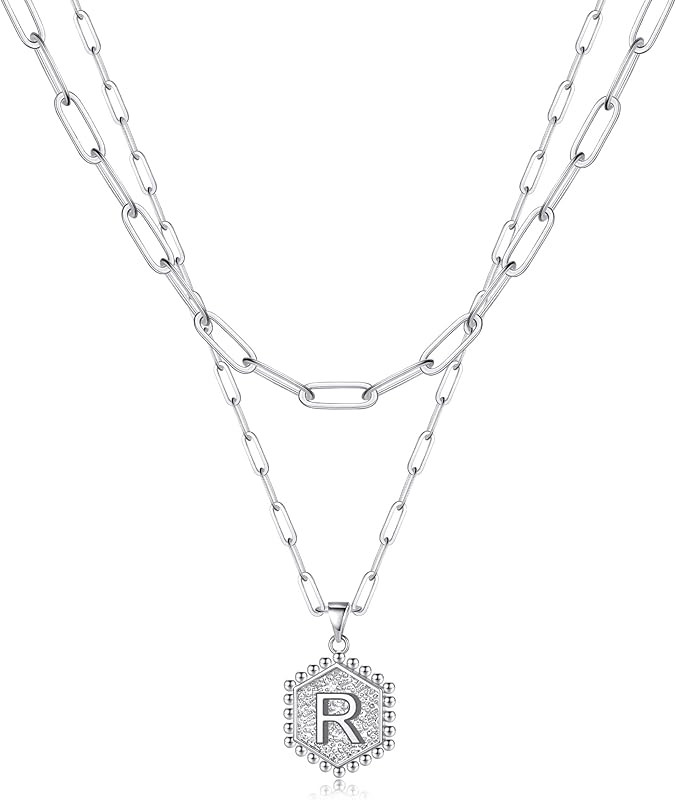 M MOOHAM Dainty Layered Initial Necklaces for Women Trendy, 14K Real Gold Plated Paperclip Chain ... | Amazon (US)