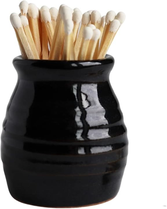 Match Striker Handmade 2.25" x 2.25" White or Black Pottery Matches holder home decor decorative can | Amazon (US)