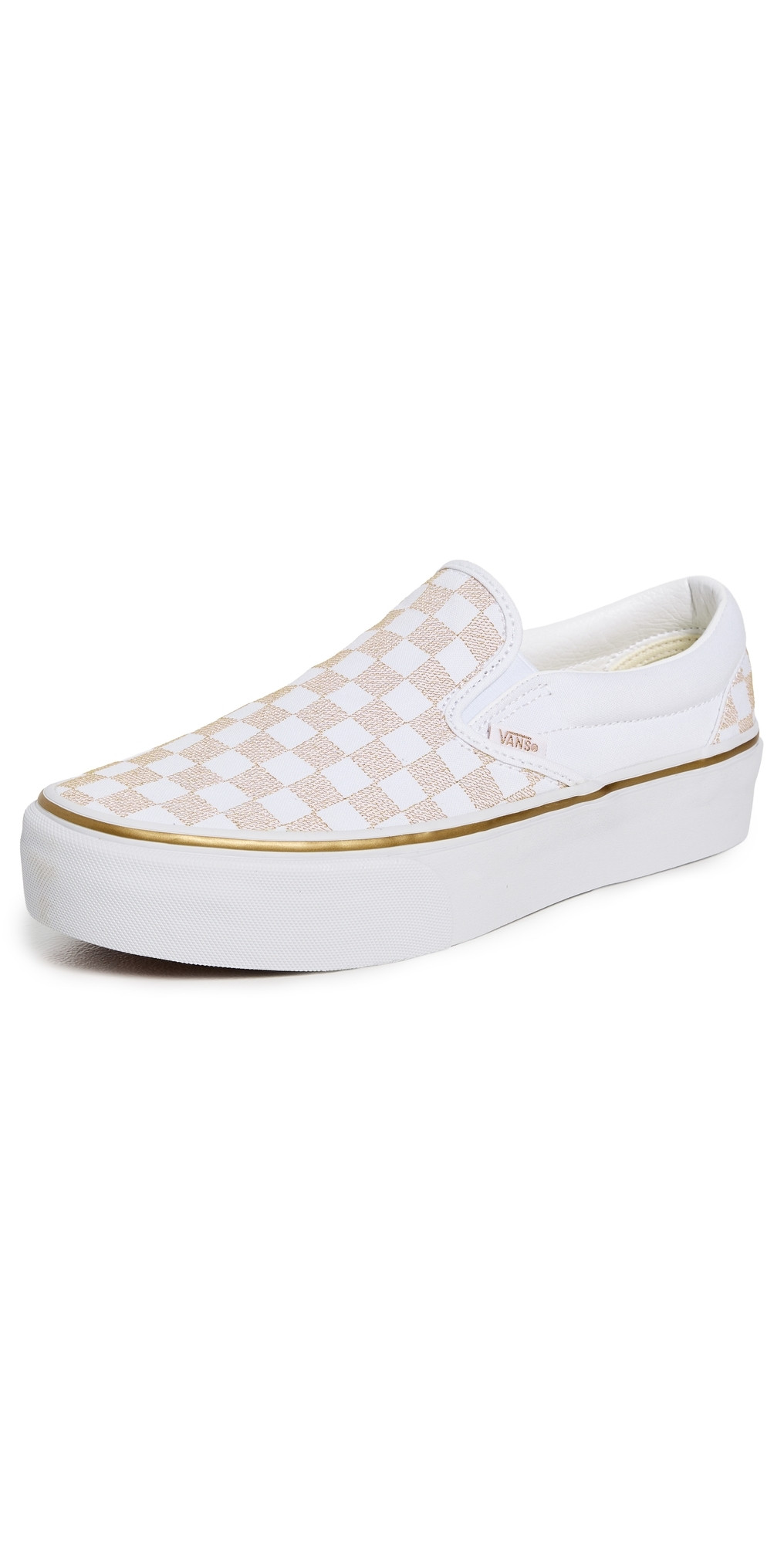 Vans Classic Slip On Platform Sneakers Metallic Checkerboard Gold M 3.5/ W 5 | Shopbop