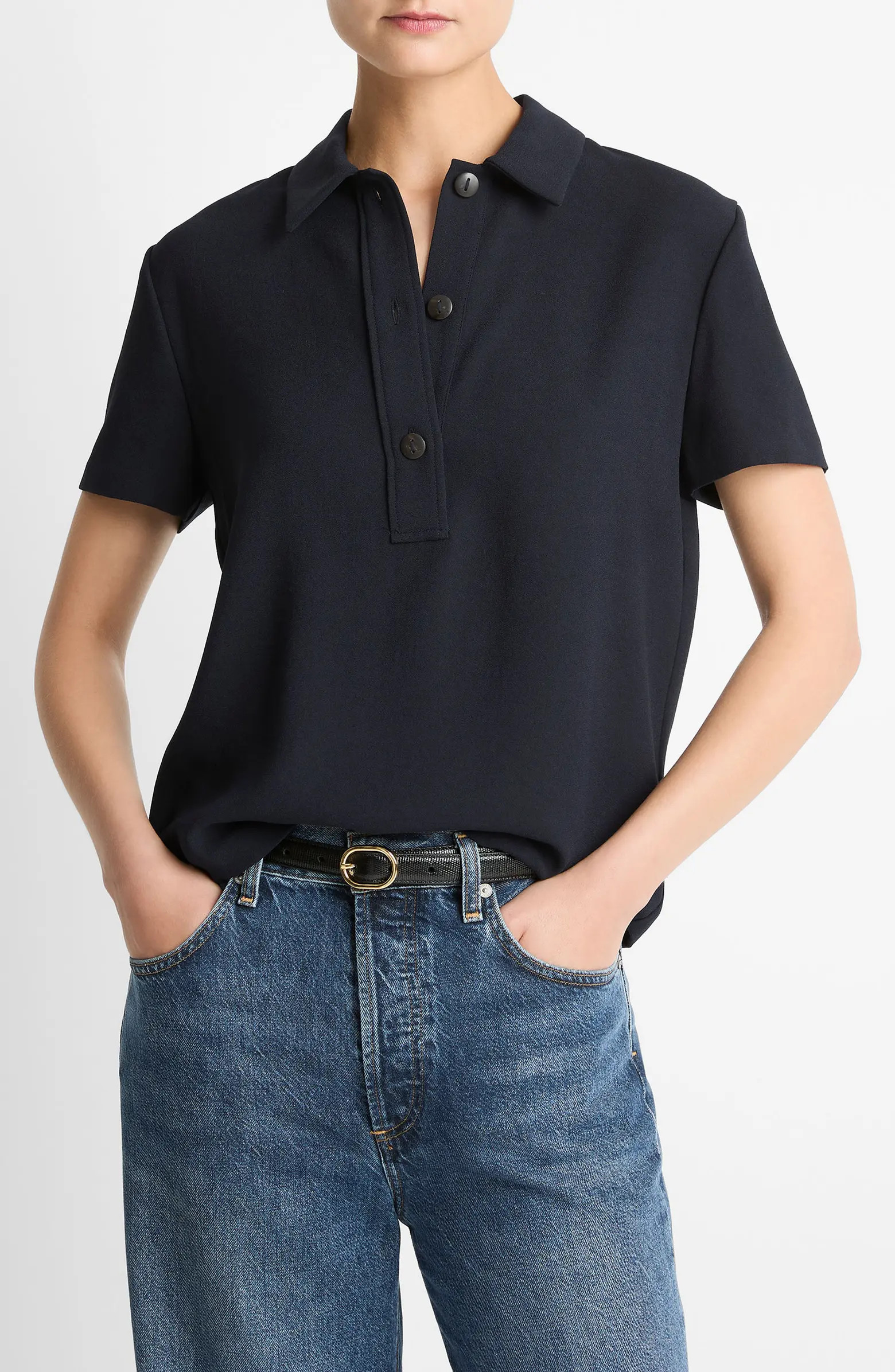Short Sleeve Crepe Polo Shirt | Nordstrom