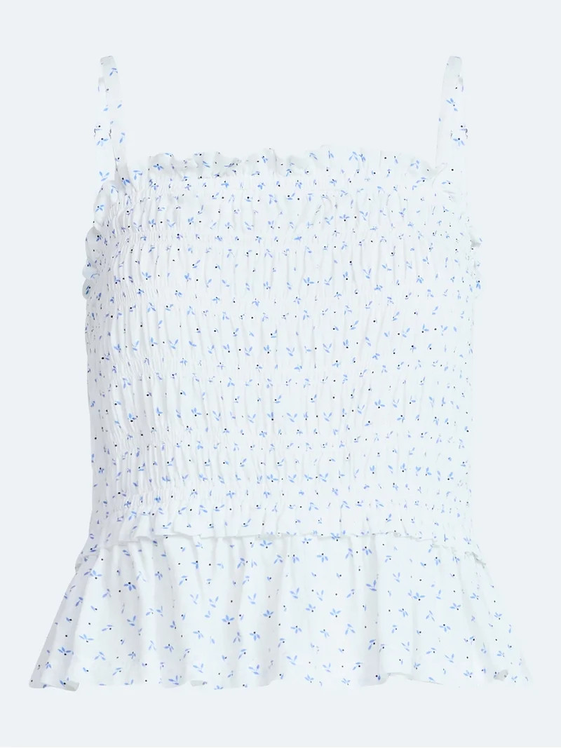 Free Assembly Women's Smocked Top with Peplum Hem, Sizes XS-XXL | Walmart (US)