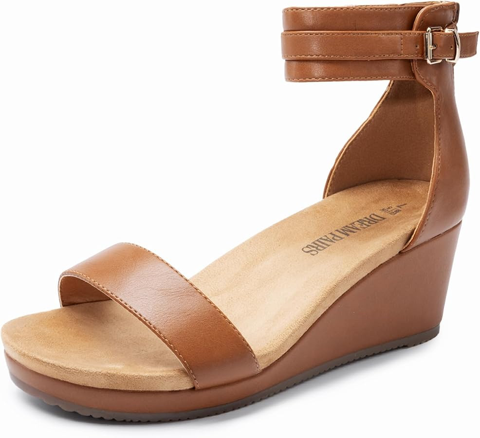 DREAM PAIRS Women's Open Toe Buckle Ankle Strap Platform Wedge Sandals Summer Shoes. | Amazon (US)