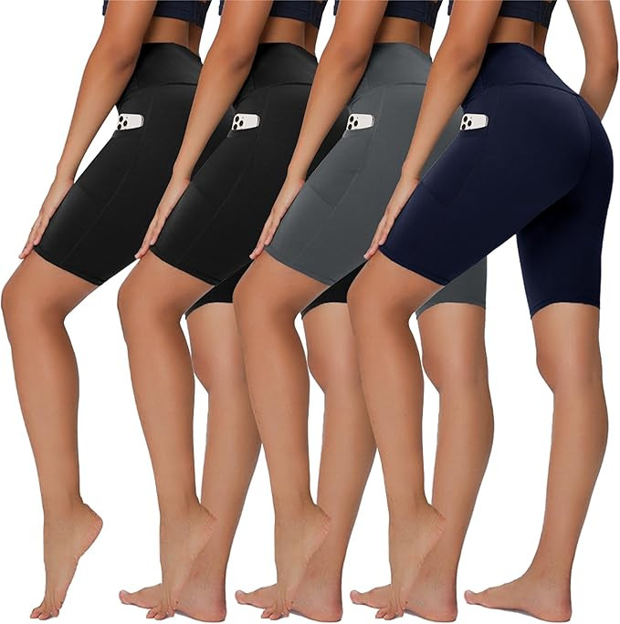 4 Pack Biker Shorts for Women - 8” High Waist Tummy Control Summer Workout Shorts for Running Y... | Amazon (US)