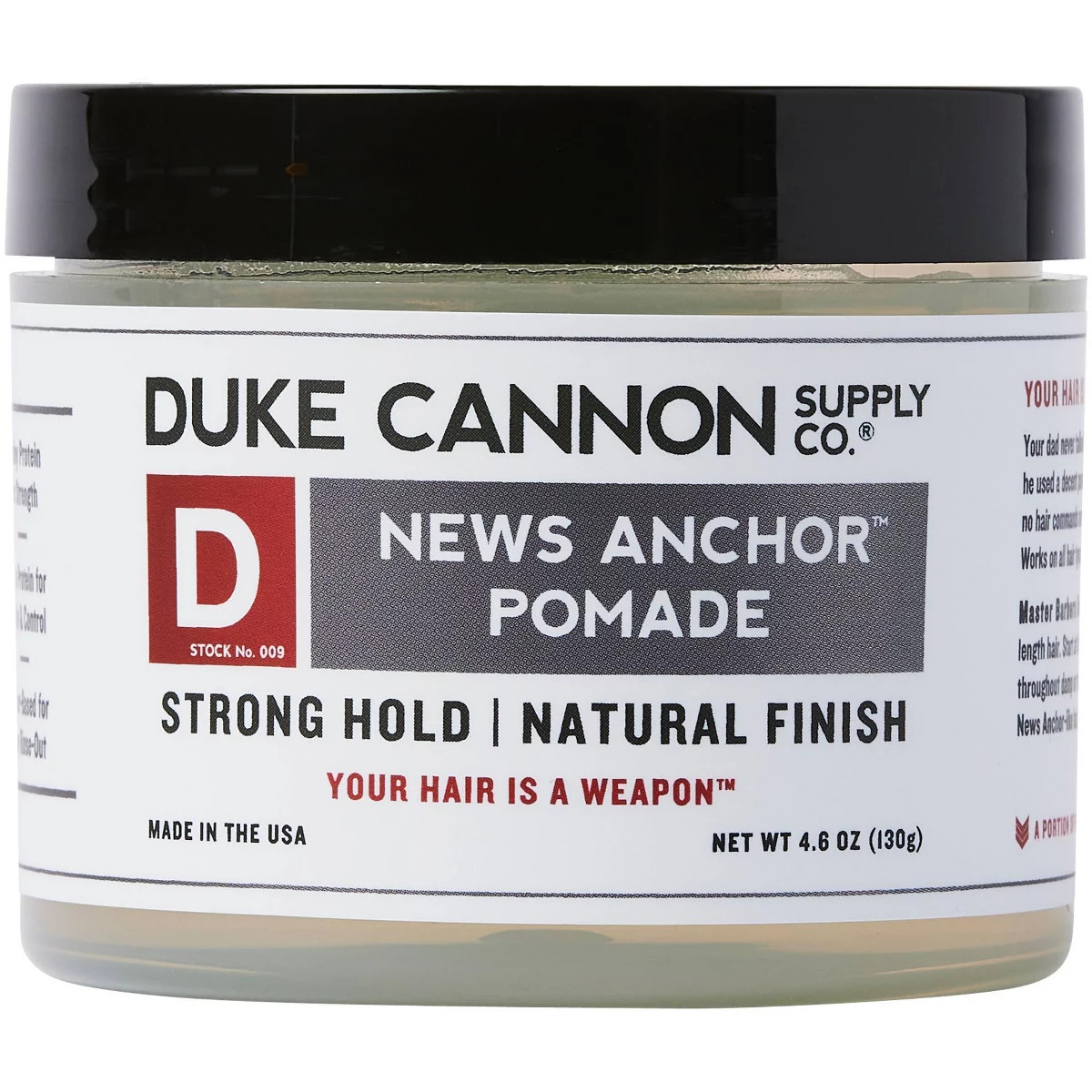 Duke Cannon News Anchor Pomade - Strong Hold, Low Shine Hair Styling Pomade for Men - 4.6 oz | Target