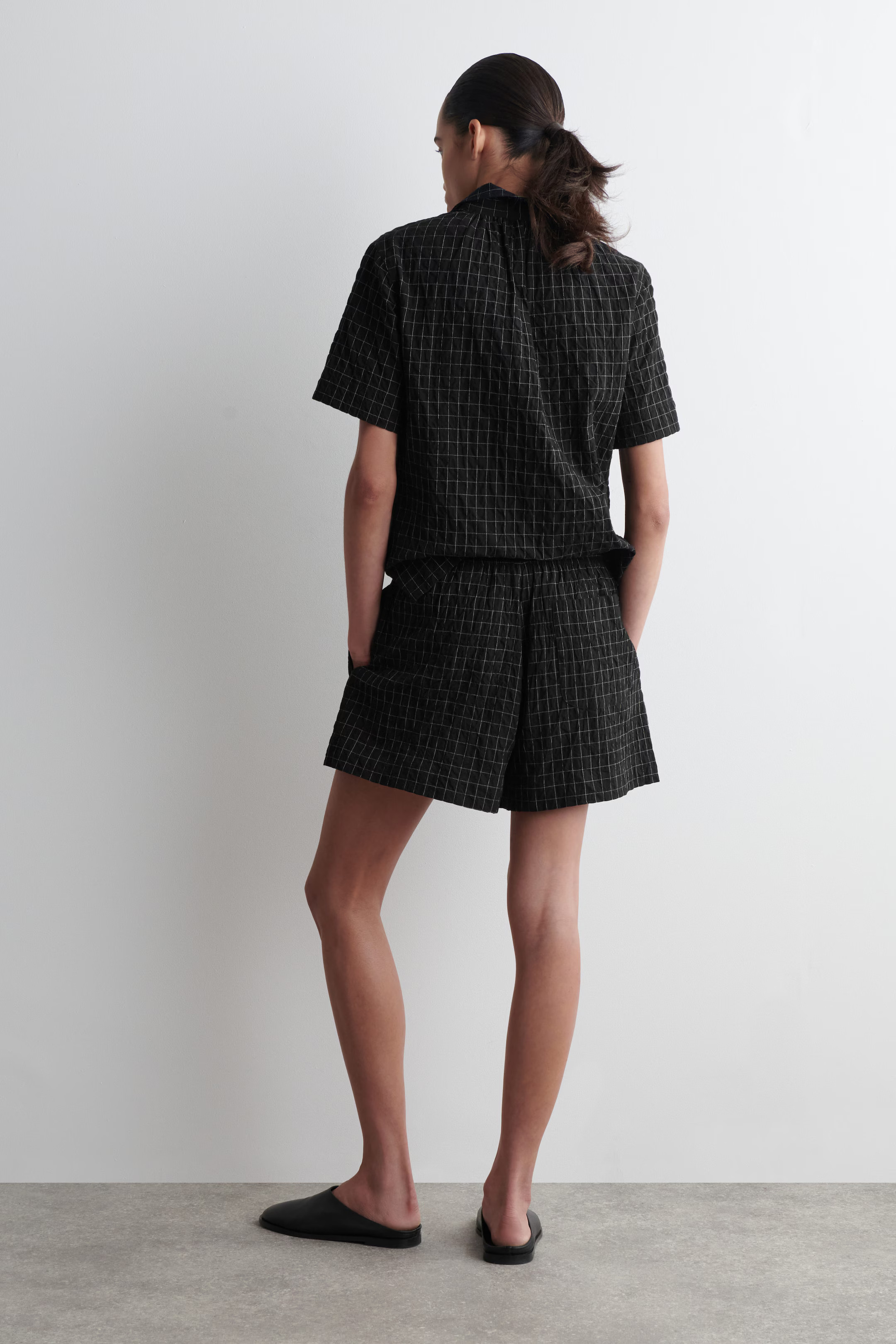 CHECKED COTTON SHORTS - BLACK / CHECKED | COS | COS UK