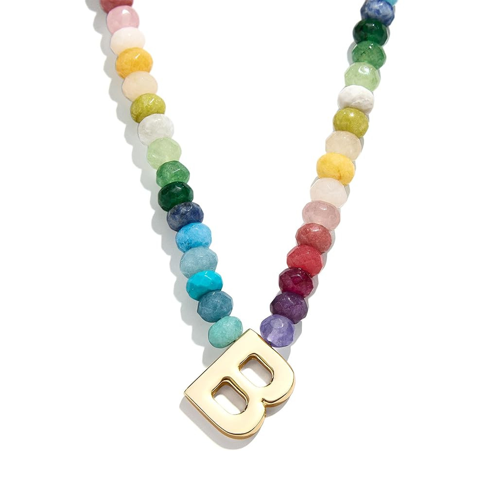 Semi-Precious Block Initial Necklace | Amazon (US)