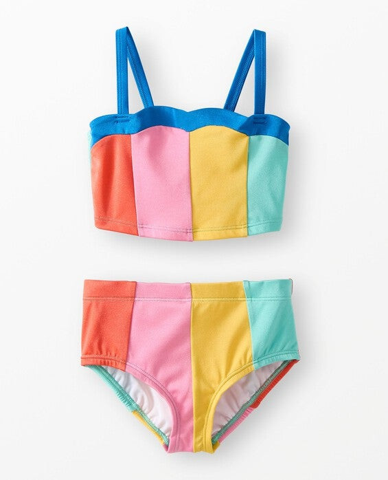 Girls' Dark Rainbow Colorblock Two-Piece Shimmer Scalloped Swimsuit - Size Big Kids 12 by Hanna Andersson | Hanna Andersson