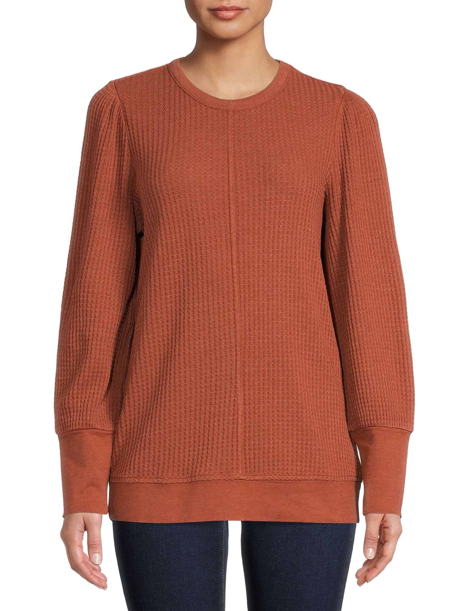 Time and Tru Women's Waffle Pullover Top - Walmart.com | Walmart (US)