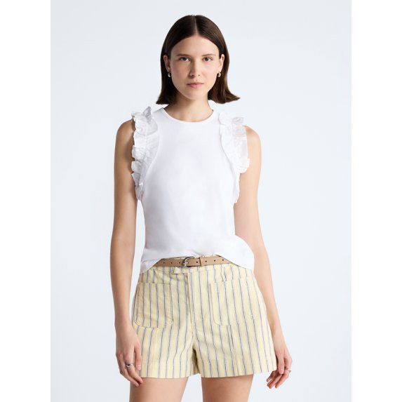 Free Assembly Women's and Women's Plus Ruffle Trim Mixy Tank Top, Sizes XS-4X | Walmart (US)