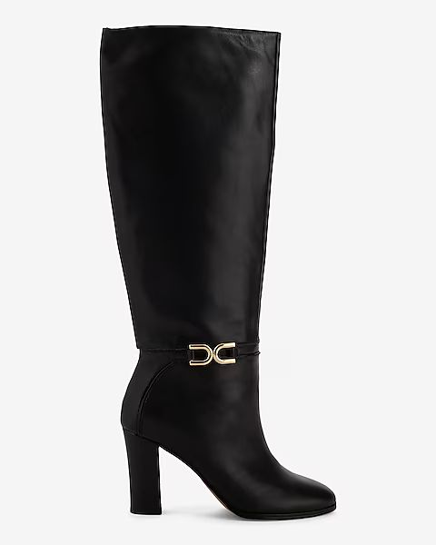 Leather Buckle Heeled Tall Boots | Express (Pmt Risk)