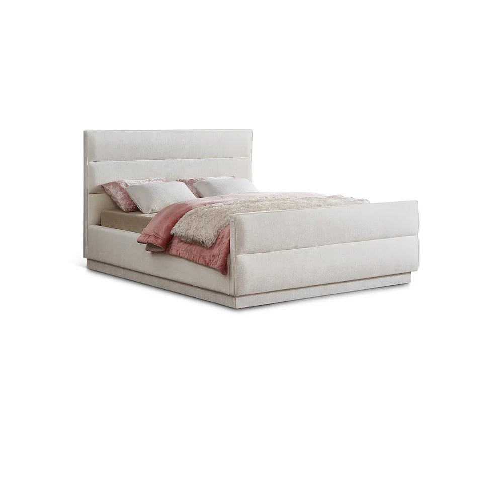 Meridian Furniture Paxton Cream Chenille Fabric Queen Bed - Walmart.com | Walmart (US)