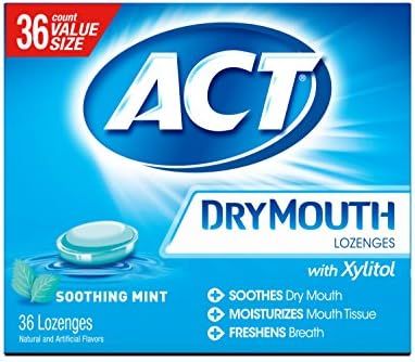ACT Dry Mouth Lozenges Soothing Mint 36 Count Soothing Mint Flavored Lozenges with Xylitol Help M... | Amazon (US)