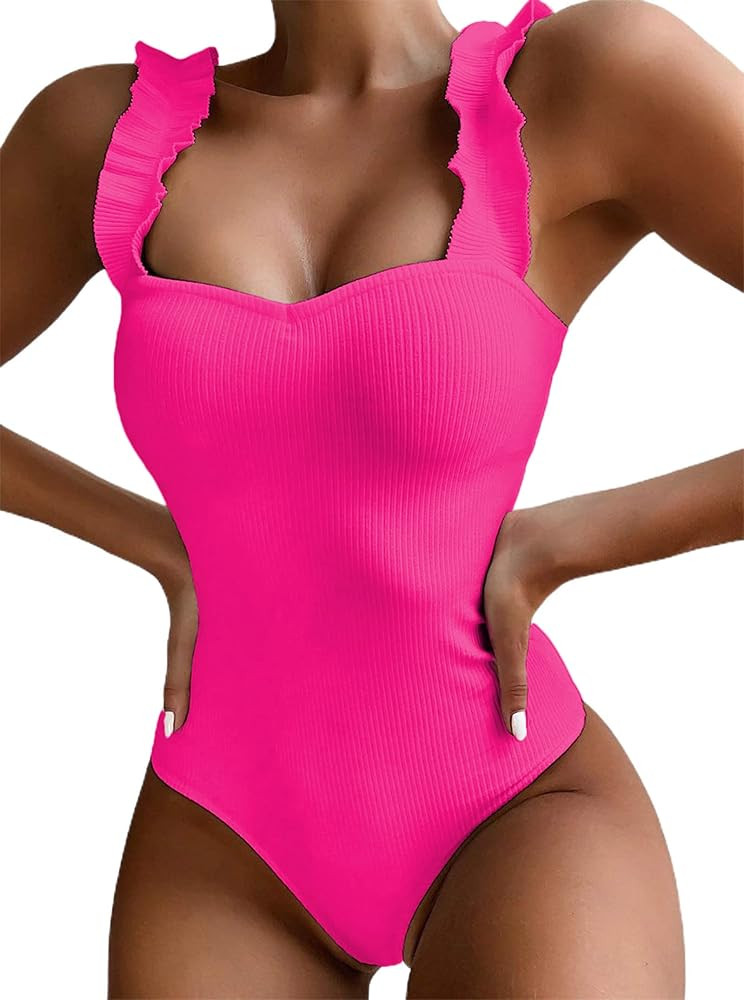 Avanova Women Sexy Ribbed Casual Pant Blouse Hot Pink 36 X-Large | Amazon (US)