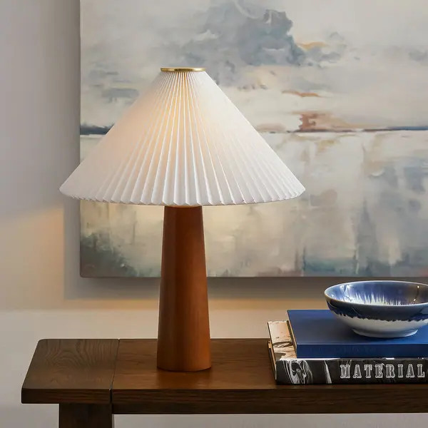 Jessica Wooden Base Table Lamp With Pleated Fabric Shade by Modway - Bed Bath & Beyond - 42631079 | Bed Bath & Beyond