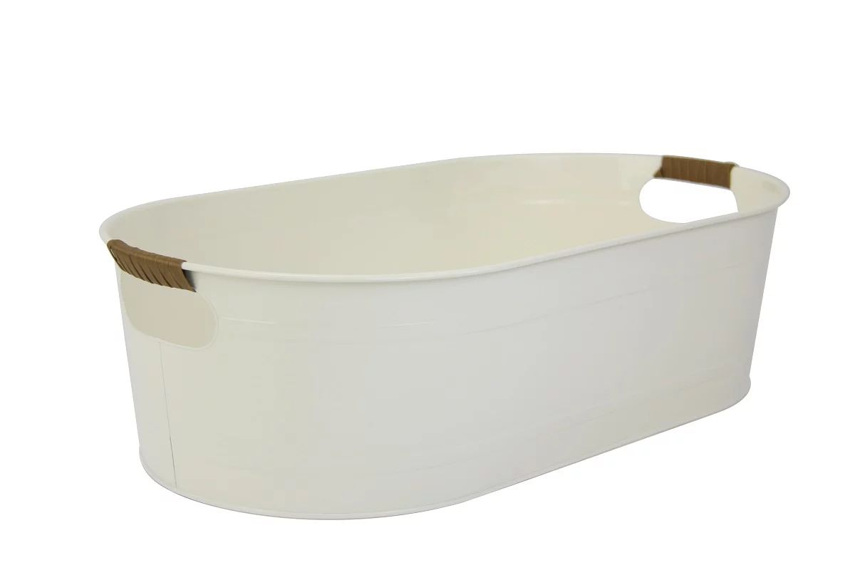 Better Homes & Gardens - Vanilla White Medium Oval Galvanized Tub BH24100108683F9, 20.27 in L x 1... | Walmart (US)