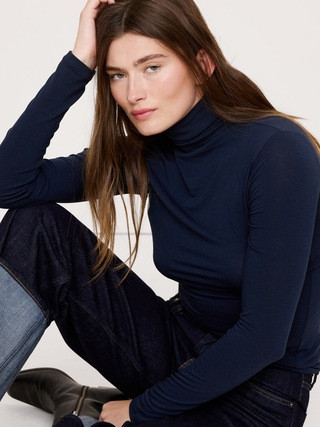 Luxe Wool-Blend Turtleneck T-Shirt | Banana Republic (US)