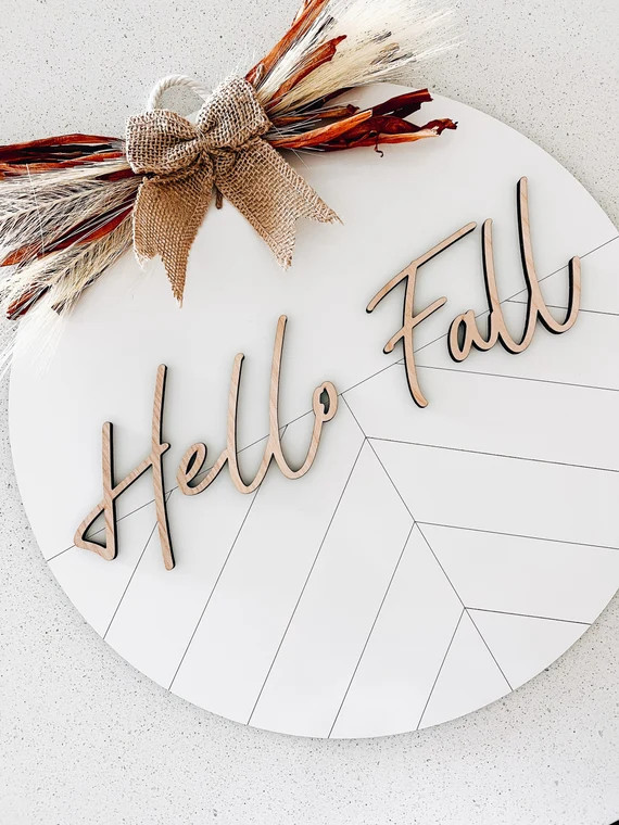 Hello Fall Front Door Sign Fall Door Hanger Hello Fall Sign - Etsy | Etsy (US)
