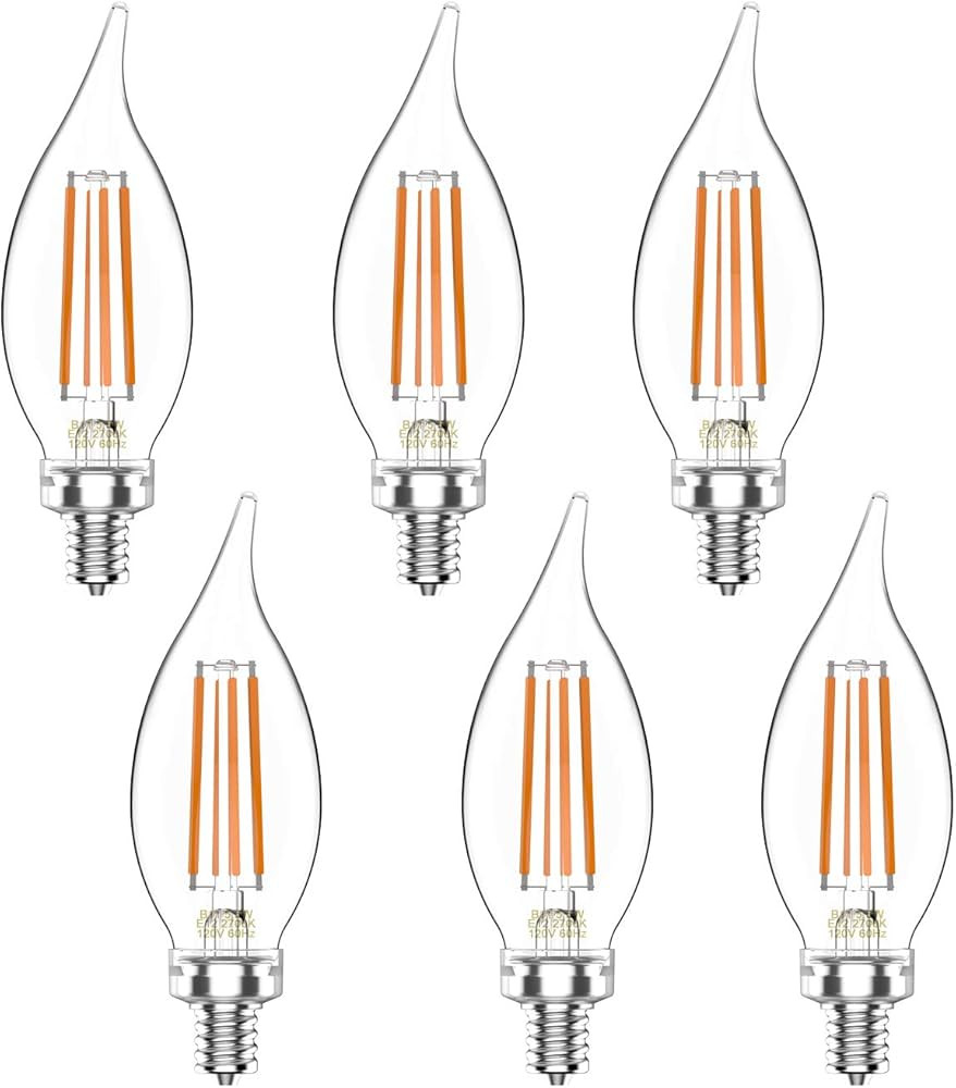 60W Equivalent Dimmable 5.5W BA11(CF35) Vintage LED Edison Filament Candles Light Bulbs, 500lm Cl... | Amazon (US)