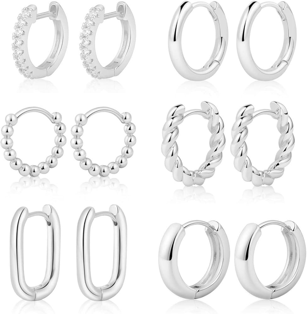 6 Pairs 14K Gold Hoop Earrings for Women,Chunky Hoop Earrings Multipack Hypoallergenic,Lightweigh... | Amazon (US)
