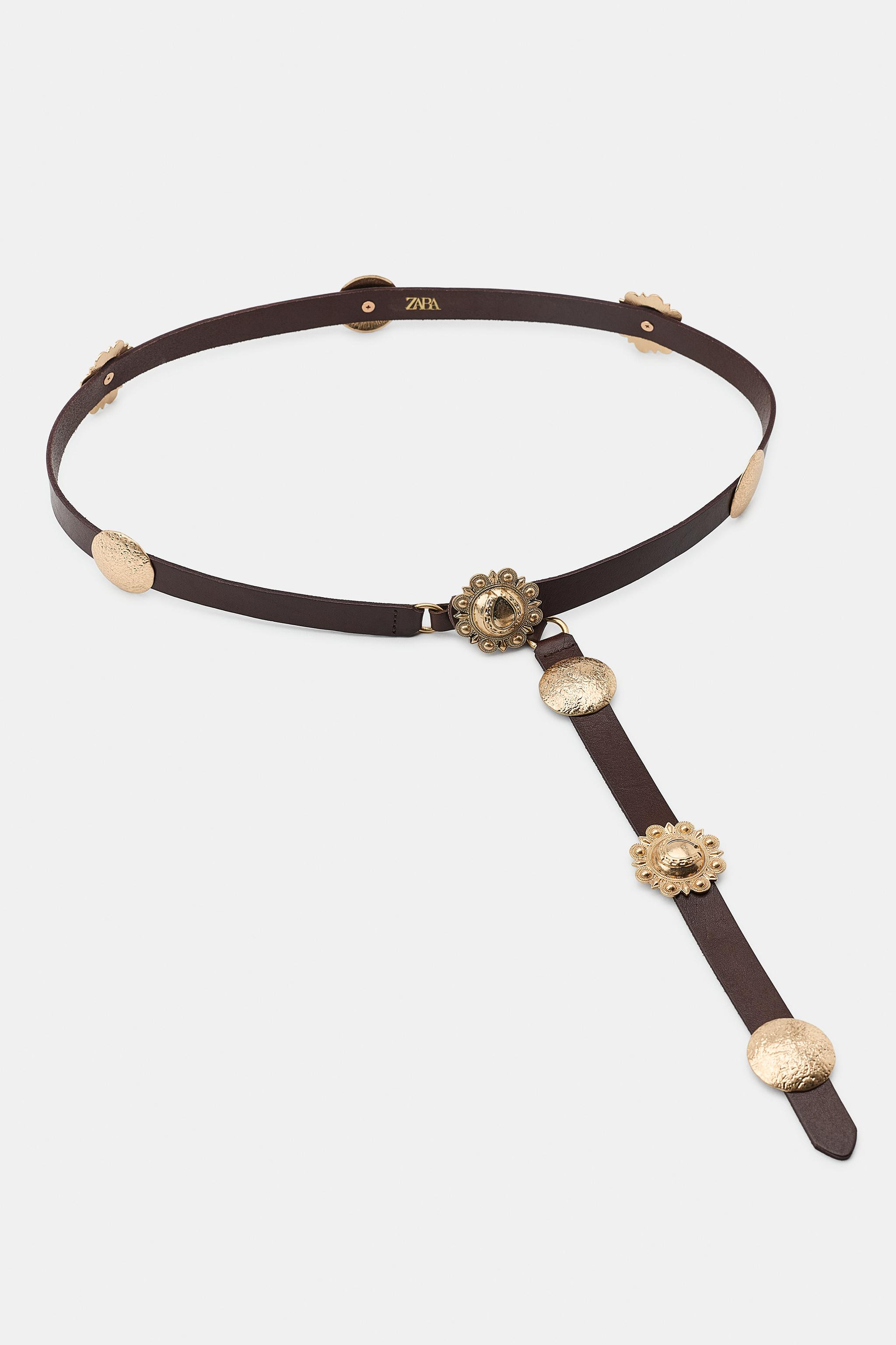 LEATHER BELT WITH METAL APPLIQUÉS | Zara AU