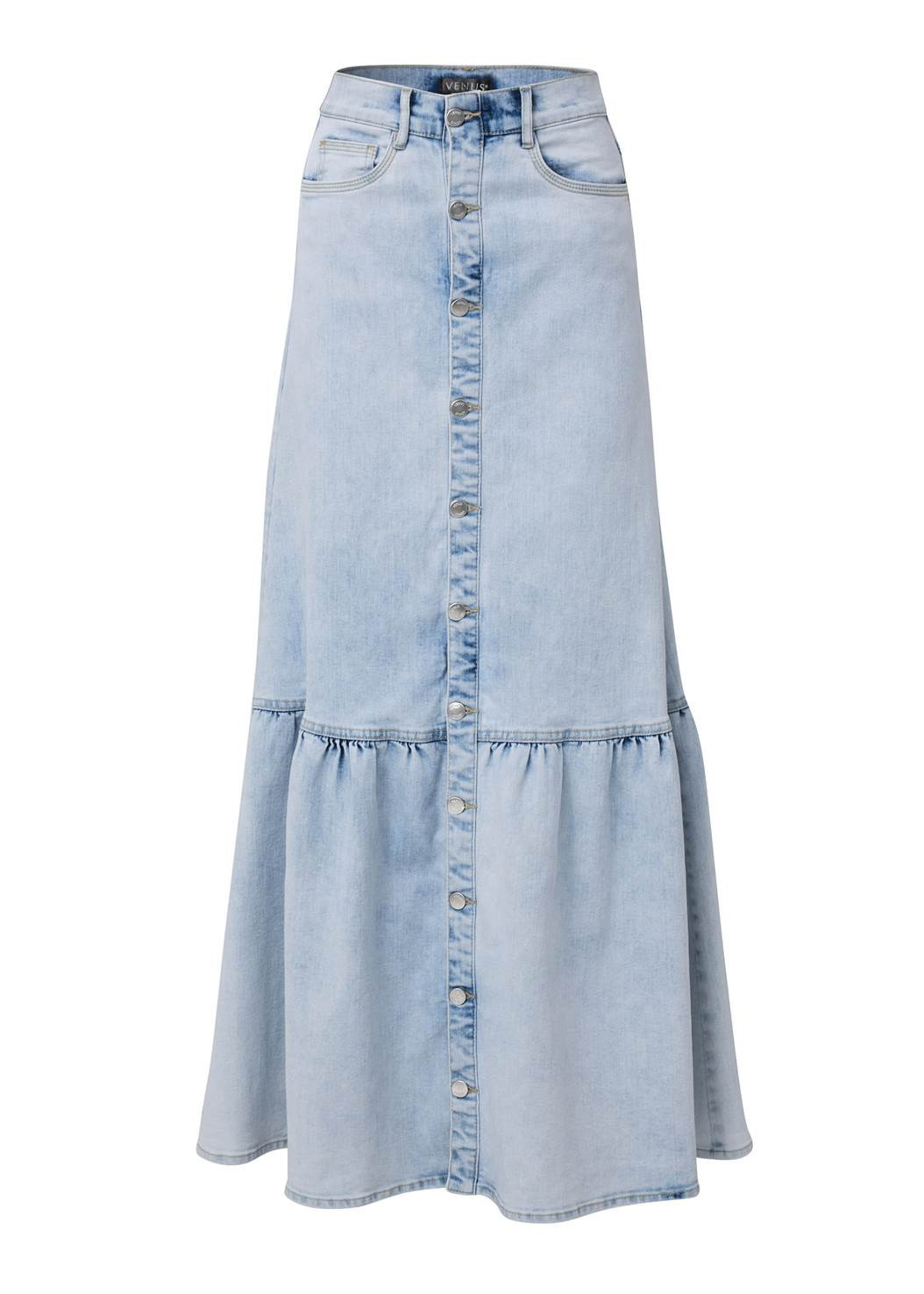 Denim Button Down Skirt | VENUS