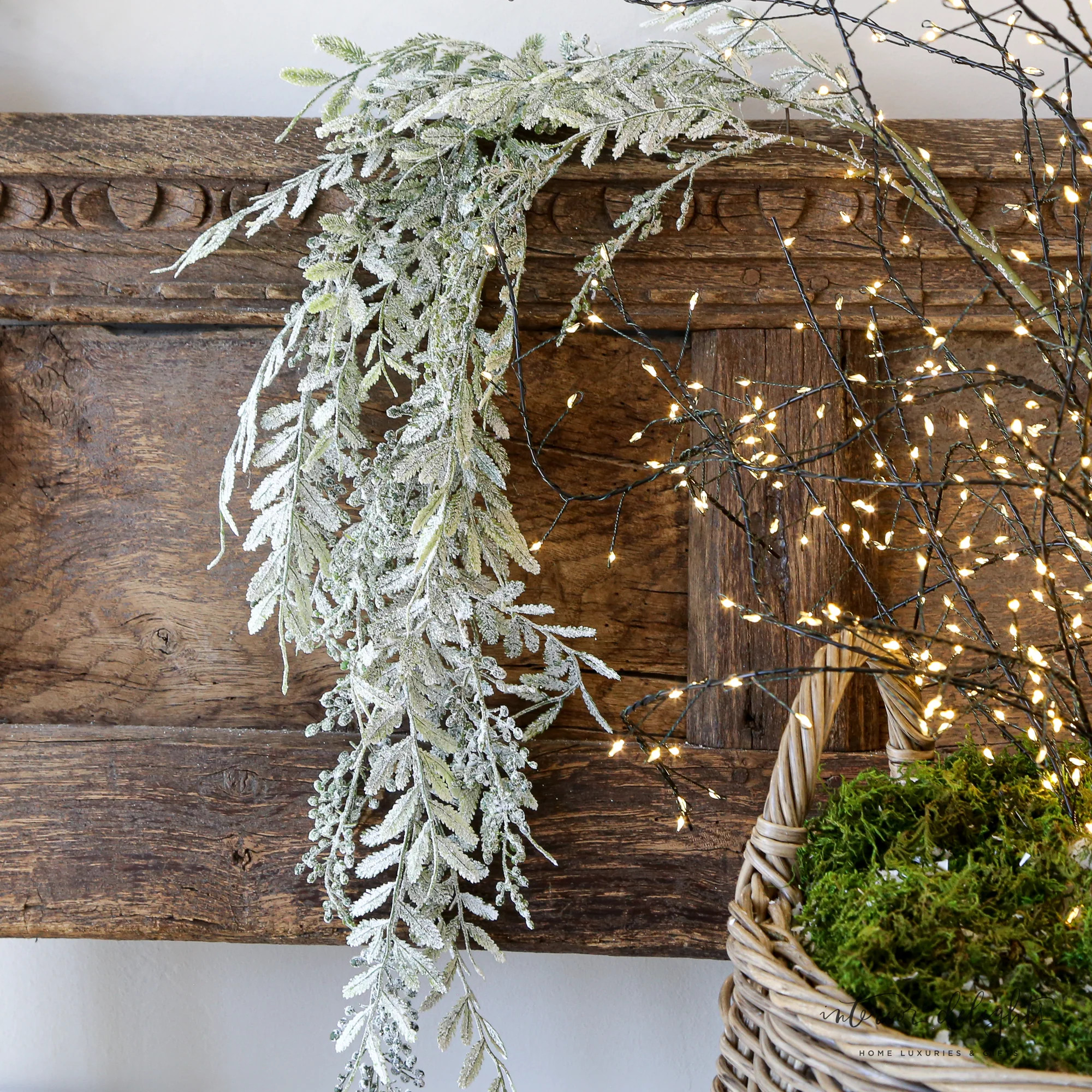 46" Hanging Frosted Pepper Berry Branch | Interior Delights