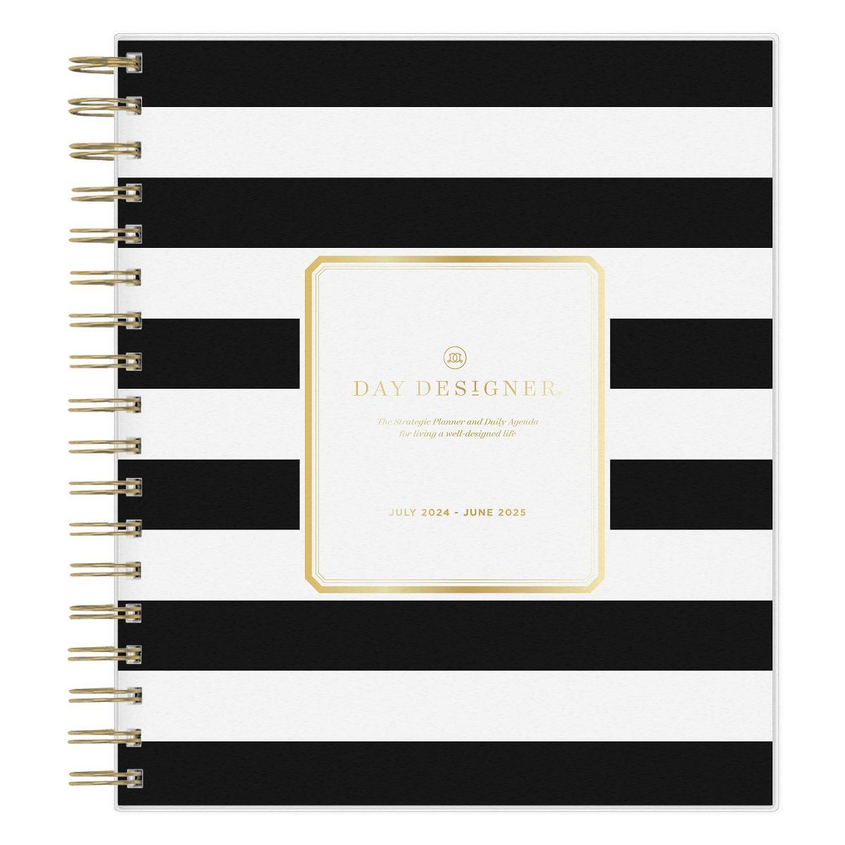 Day Designer 2024-25 Daily/Monthly Planner 10"x8" Wirebound Frosted Rugby Stripe Black | Target