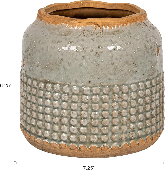 Creative Co-Op Round Terra-Cotta Hobnail Planter Vase with Heavily Distressed Finish | Amazon (US)