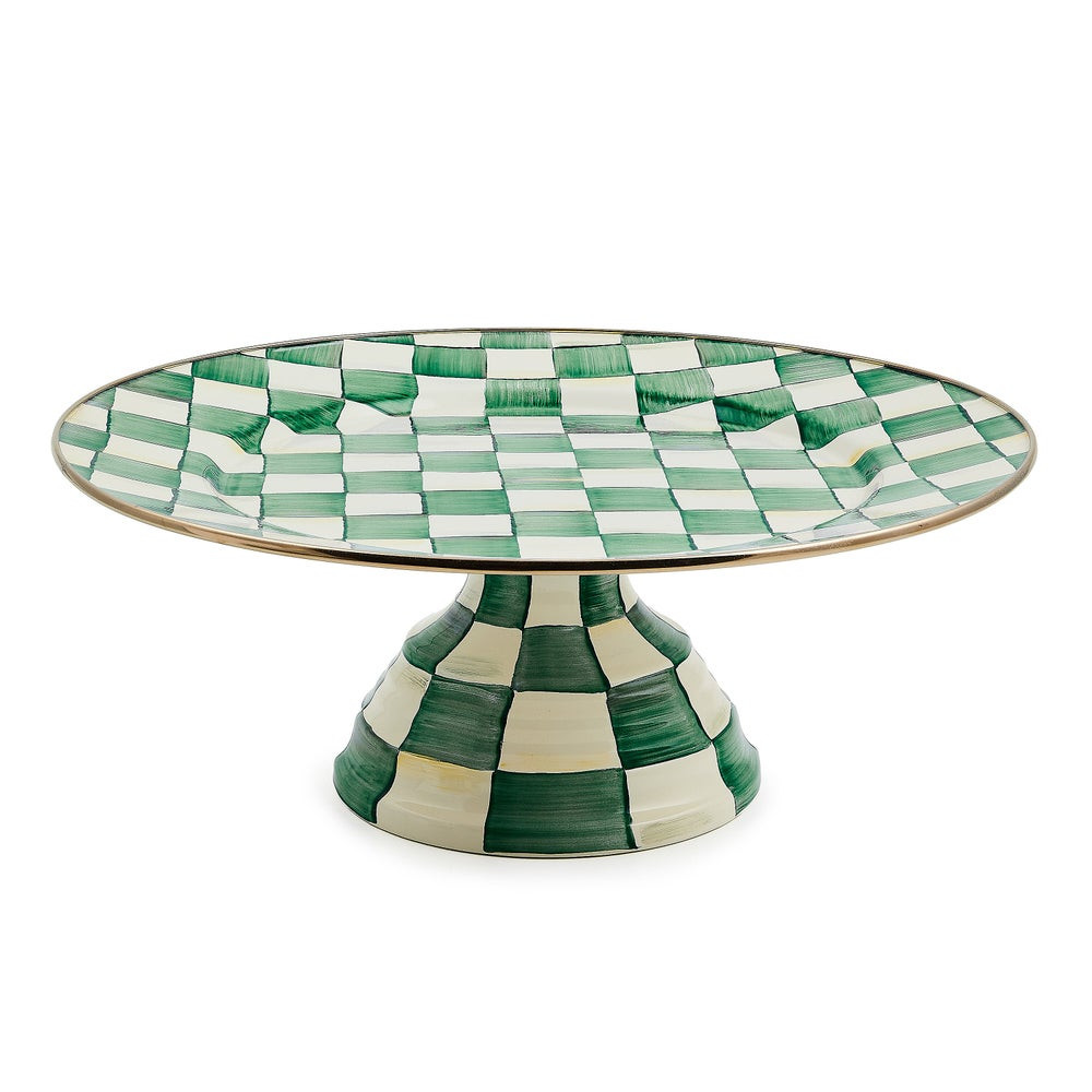 Emerald Check Large Pedestal Platter | MacKenzie-Childs