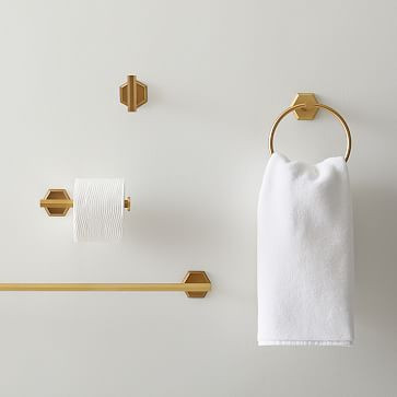 Hexagon Shaped Bathroom Hardware – Antique Brass | West Elm (US)