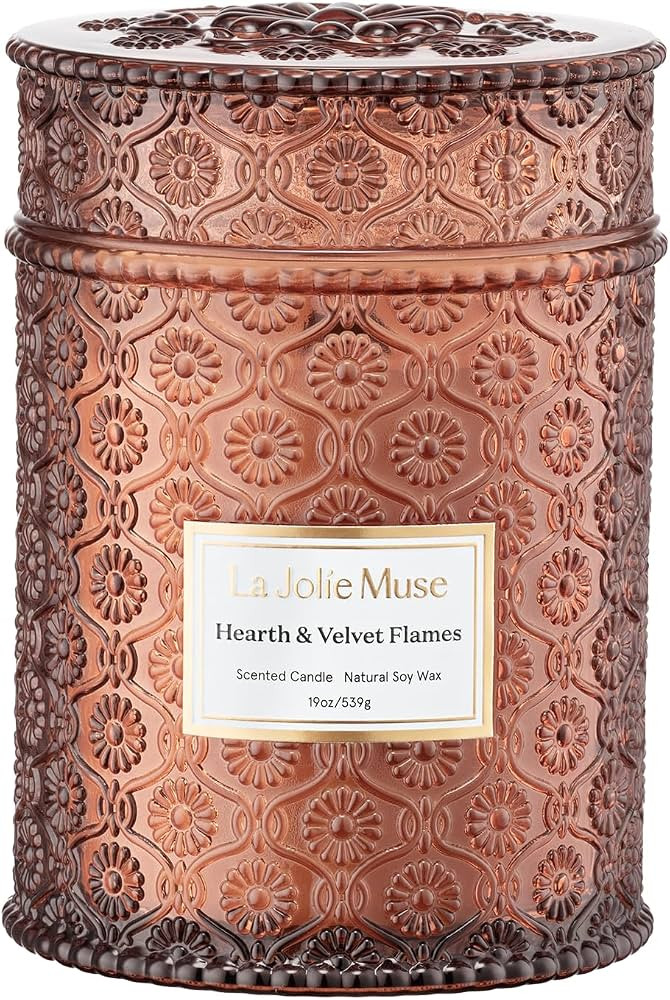 LA JOLIE MUSE Hearth & Velvet Flames Scented Candle for Home, 19 oz Soy Wax | Amazon (US)