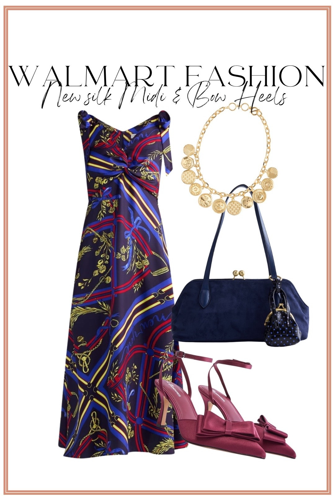 Can we talk about this NEW Walmart dress?! 😍✨ This print looks SO much more expensive than it is! The gorgeous printed midi dress paired with burgundy bow heels, a navy bag + statement gold jewelry makes the prettiest Walmart date night or special occasion outfit. I cannot get over how elevated Walmart’s new fashion arrivals are right now—this entire look has such a designer feel without the designer price tag! 🙌

#walmartfashion #walmartfinds #walmartnewarrivals #walmartdress #walmartstyle #affordablefashion #affordablestyle #midiDress #dateNightOutfit #dressyOutfit #fallfashion #fallstyle #walmartshoes #walmartaccessories #outfitinspiration

#LTKootd #LTKPetite