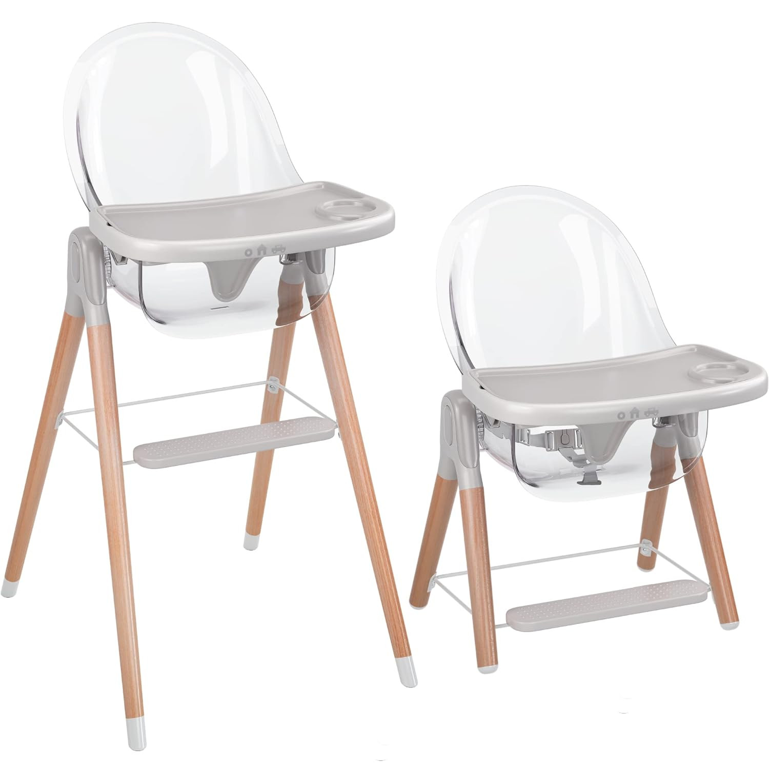 Children Of Design Classic Non-Reclinable 6 in 1 Wooden High Chair - Clear | Amazon (US)
