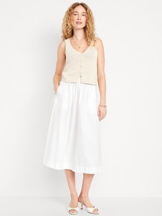 High-Waisted A-Line Midi Skirt | Old Navy (CA)