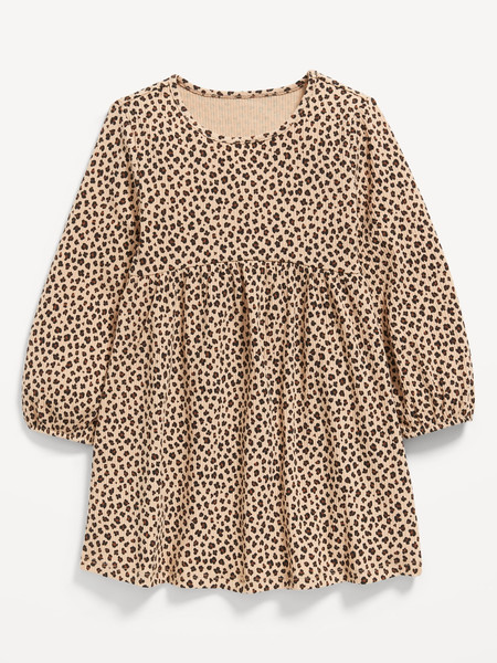 Printed Long-Sleeve Ribbed Dress for Toddler Girls | Old Navy | Old Navy (US)